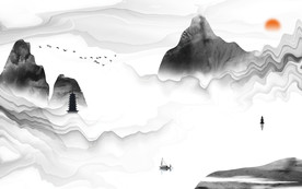 豪华山水水墨国画 TIF分层