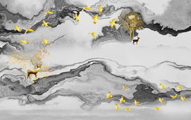 中式 山水水墨国画 TIF分层