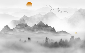 水墨山水 大型山水背景墙