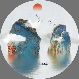 圆形山水 新中式山水画