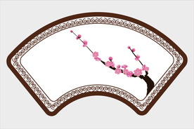 矢量图背景素材中国风扇形窗画