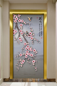 原创玄关手绘梅花花鸟装饰画壁画