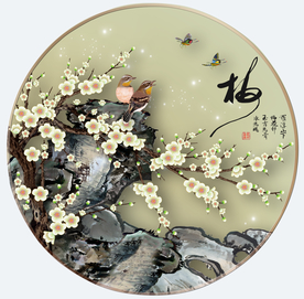 原创手绘梅花花鸟装饰画壁画