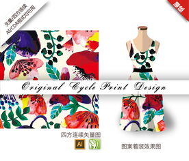 矢量大花惠兰四方连续