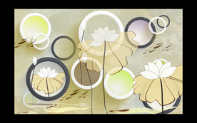 荷花电视背景墙