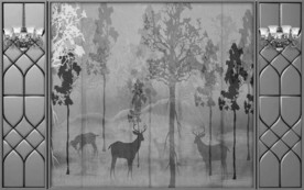 灰色背景墙山水画欧式