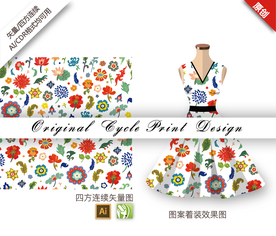 矢量小碎花花丛四方连续