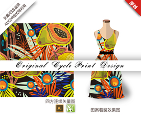 抽象木瓜水果四方连续