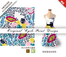 抽象火龙果棕蒲叶图案