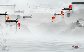 徽派中国风山水画 TIF分层