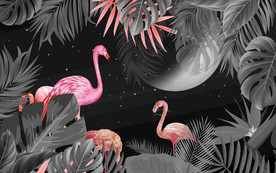 火烈鸟新背景装饰画 TIF分层