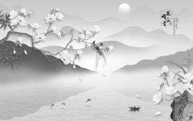 花鸟山水高清墙画 TIF分层
