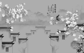 徽派山水高清墙画 TIF分层