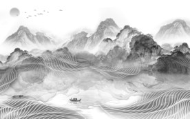 新品 山水高清墙画 TIF分层