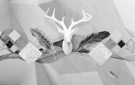 白鹿头简欧 装饰画 TIF分层