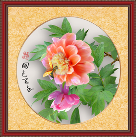 原创高清牡丹国色天香装饰画