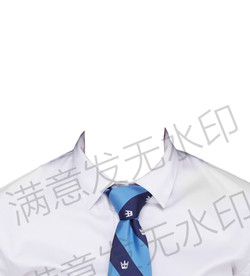蓝领带白衬衫证件照模板