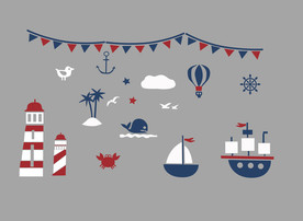 小船 航海 灯塔 旗子 气球