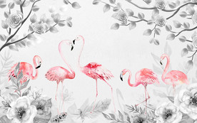 欧式火烈鸟小清新画 TIF分层