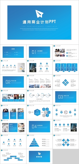 蓝色大气商业计划书PPT