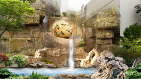 假山跌水景观效果图