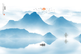 写意晕染山水水墨装饰画