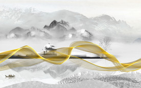 线条山水新意境画 TIF分层