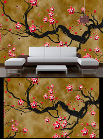 梅花电视背景墙