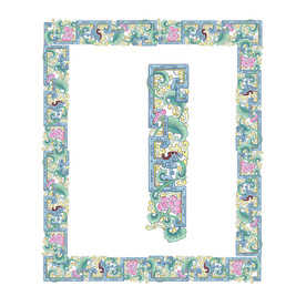 中国风回纹西番莲纹理边框