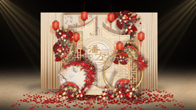 香槟色新中式迎宾区