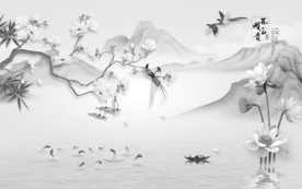 新中式新高端山水画 TIF分层