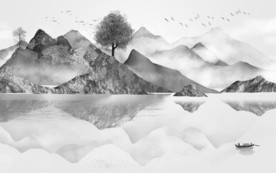 奢华背景新山水画 TIF分层