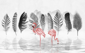 羽毛装饰高清墙画 TIF分层