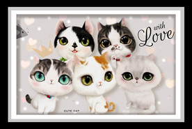 卡通可爱猫咪手绘大眼萌装饰画