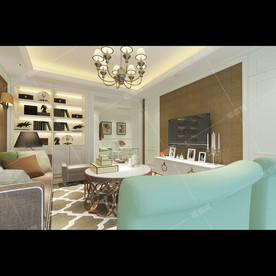 现代欧式风格别墅装修客厅效果图