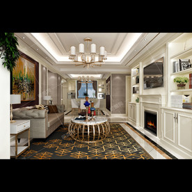 美式欧式风格装修客餐厅效果图