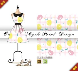 矢量几何水果鸭梨四方连续