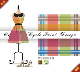 矢量四方格线条四方连续