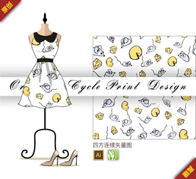 卡通鼠年老鼠四方连续