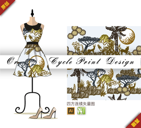 简约热带丛林四方连续