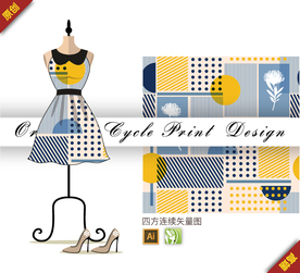 抽象简约几何色块四方连续