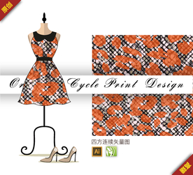 矢量格子几何色块四方连续