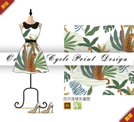 抽象花豹丛林四方连续