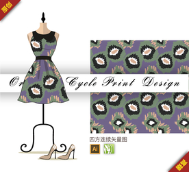 矢量金茶花四方连续