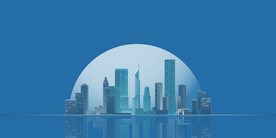 矢量图智慧城市地平线夜景