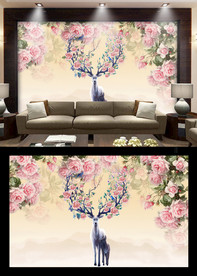 现代简约麋鹿背景墙