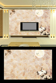 大理石仙鹤电视背景墙