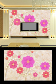 大理石艺术花朵背景墙