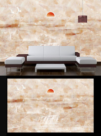 大理石仙鹤山水电视背景墙