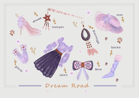 衣服饰品手绘插画